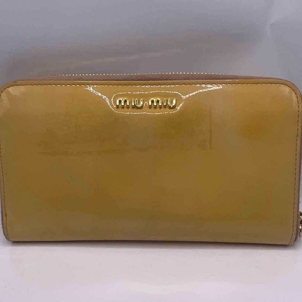 Miu Miu Yellow Pat Leather Wallet 7” x 4”